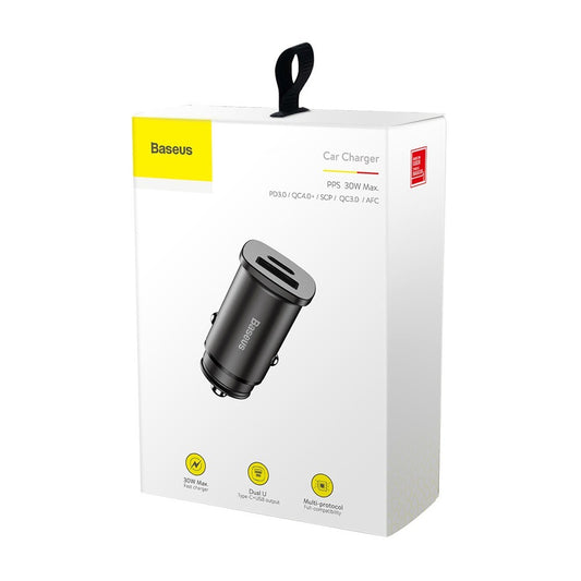Baseus Carregador Isqueiro 1xUsb + 1xUsb-C Preto