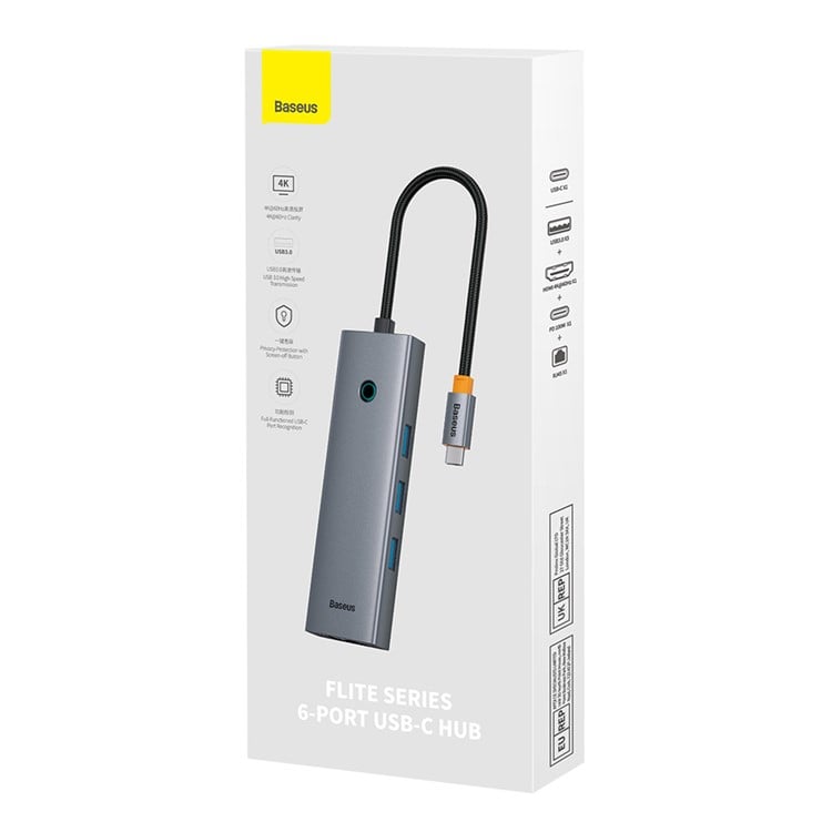 Baseus Hub Usb-C Flite 6-Port PD 100W Cinza