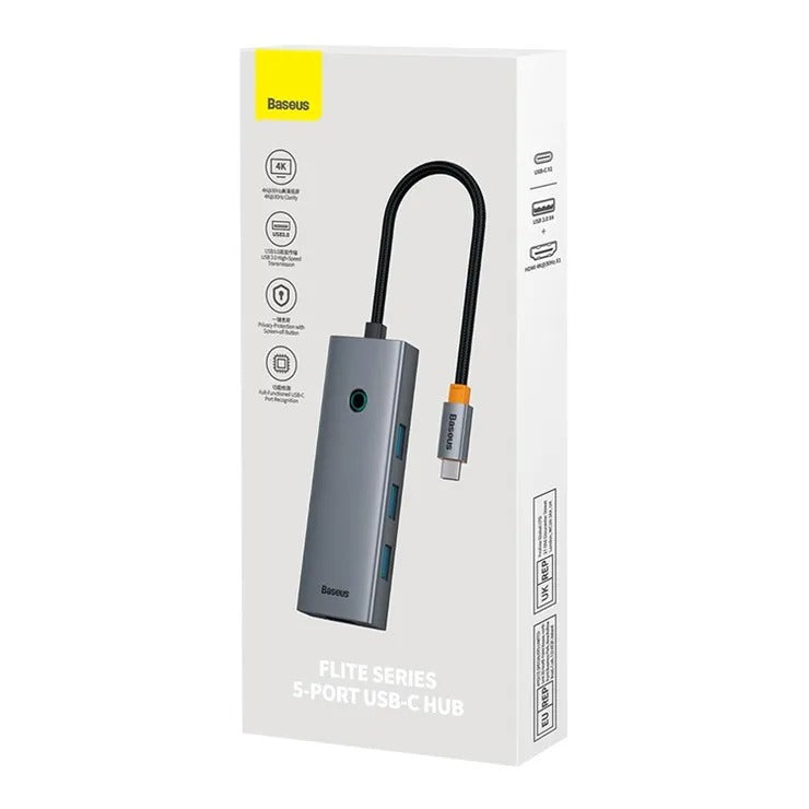 Baseus Hub Usb UltraJoy 5in1 5-Portas (1xHdmi 4K@30Hz + 4xUsb 3.0) Cinza