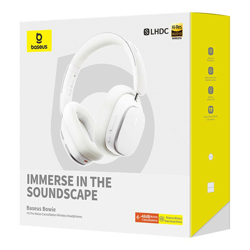 Baseus Auscultadores Bowie H1 Pro Noise-Cancel Wireless Headphones Moon White