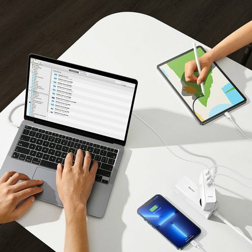 Baseus Carregador Usb-C/Usb 140W Gan5 Pro Carregamento Rápido Branco