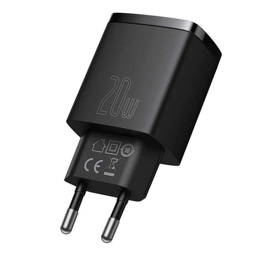 Baseus Carregador Rápido Compacto U+C 20W Eu Preto