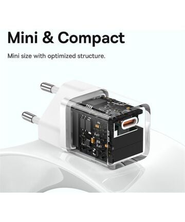 Baseus Carregador Rápido compacto Gan5 30W Usb-C Branco