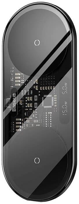 Baseus Carregador Wireless 2In1 20W Digital Led Display Preto