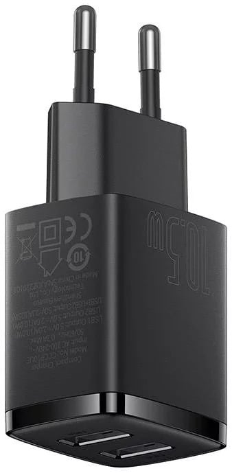 Baseus Carregador Compacto 2U 10.5W Eu Preto