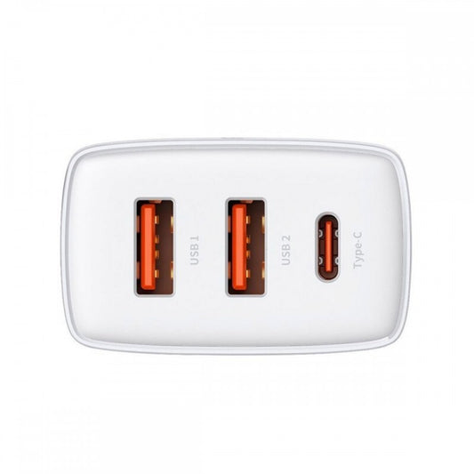 Baseus Carregador Compacto Usb-C/Usb-A 30W Carregamento Rápido QC3.0 Branco