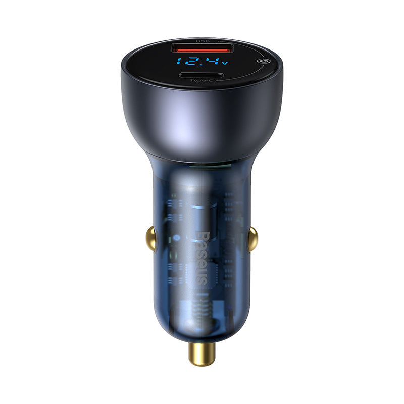 Baseus Carregador Isqueiro Particular Display Digital Qc+Pps Dual 65W Cinza Escuro