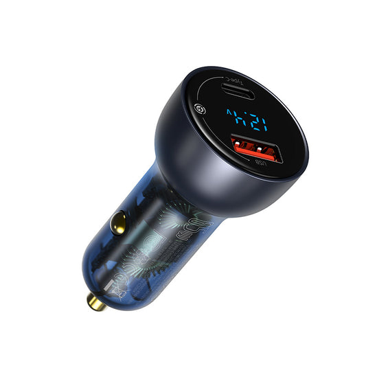 Baseus Carregador Isqueiro Particular Display Digital Qc+Pps Dual 65W Cinza Escuro