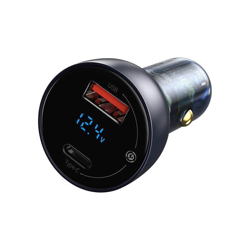 Baseus Carregador Isqueiro Particular Display Digital Qc+Pps Dual 65W Cinza Escuro