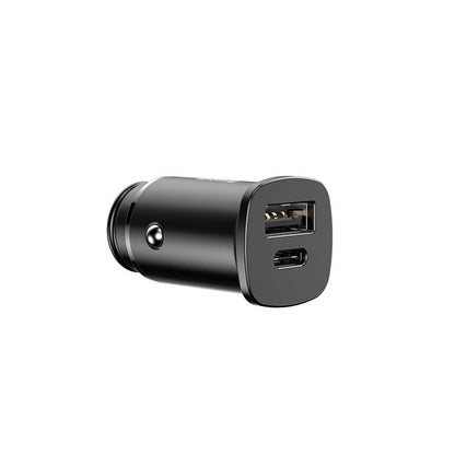 Baseus Carregador Isqueiro 1xUsb + 1xUsb-C Preto