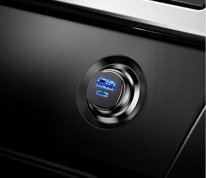 Baseus Carregador Isqueiro 1xUsb + 1xUsb-C Preto