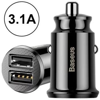 Baseus Carregador Isqueiro 2xUsb Preto