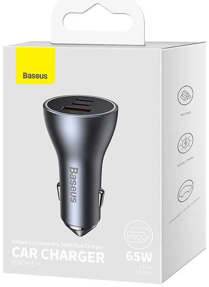Baseus Carregador Isqueiro Golden Contractor Pro Usb-C/Usb 65W Cinzento