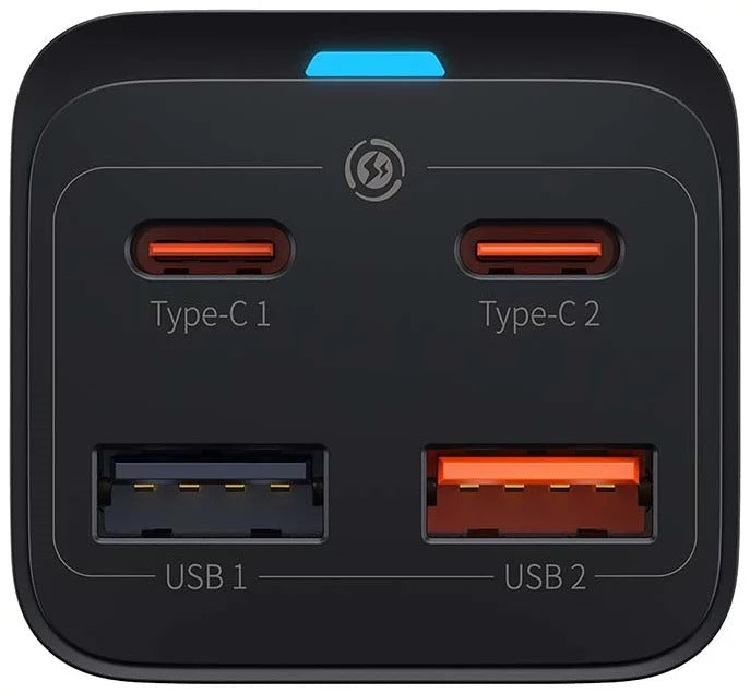 Carregador Baseus Rápido Gan3 Pro: 2x Usb-C: 2x Usb: 65W Preto
