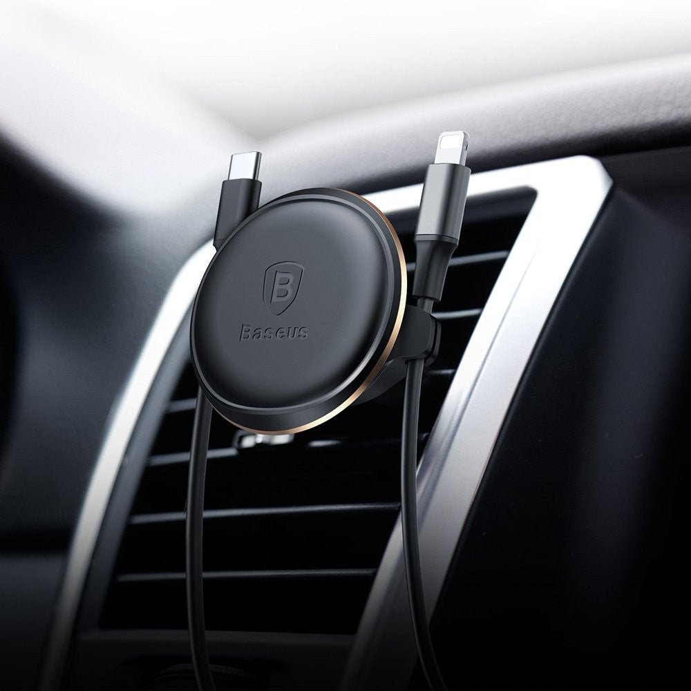 Baseus Suporte Telemóvel Carro grelha ventilação Magnetic c/ Cabo Clip Preto