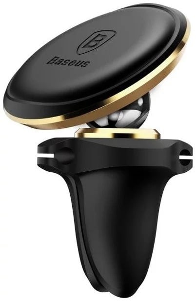 Baseus Suporte Telemóvel Carro grelha ventilação Magnetic c/ Cabo Clip Dourado