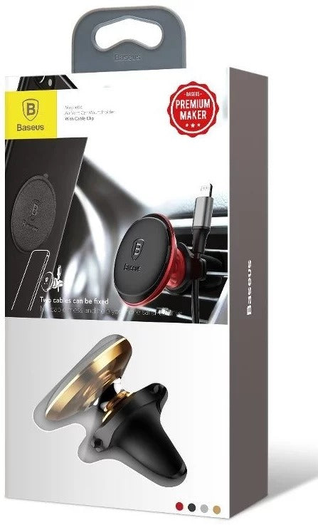 Baseus Suporte Telemóvel Carro grelha ventilação Magnetic c/ Cabo Clip Dourado