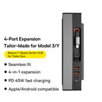 Baseus Hub T-Space p/ Tesla com Cabo USB-C 45W Retrátil