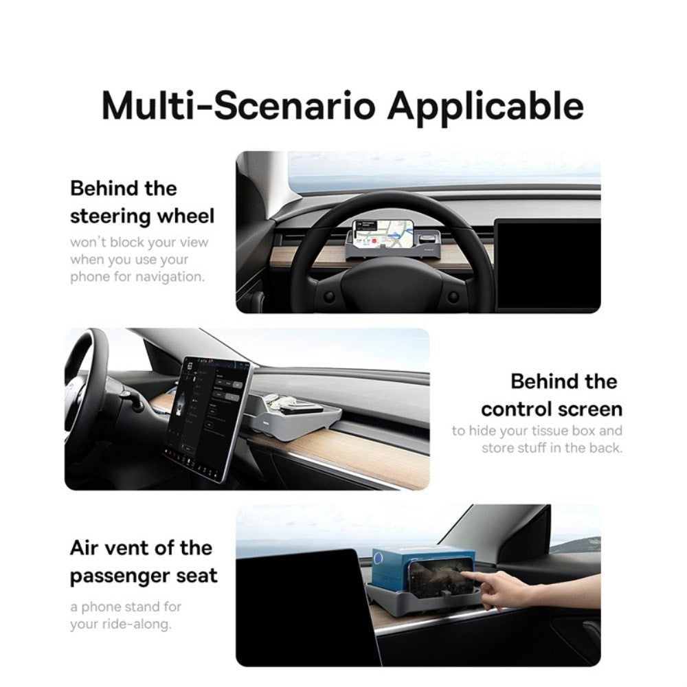 Compartimento de Arrumação para Carro Baseus T-Space Series 2-em-1 com Leitor Cartões ETC Cinza