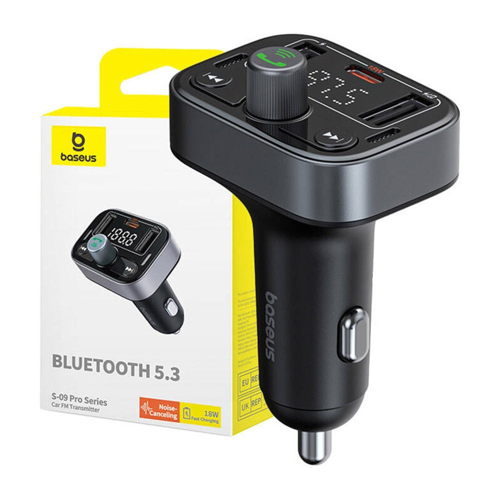 Baseus Carregador de Isqueiro S-09 Pro Series Car + Transmissor FM/Bluetooth Preto