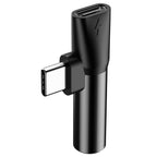 Adaptador Baseus Reduction Series USB-C para Jack 3.5mm + USB-C (Macho) Preto