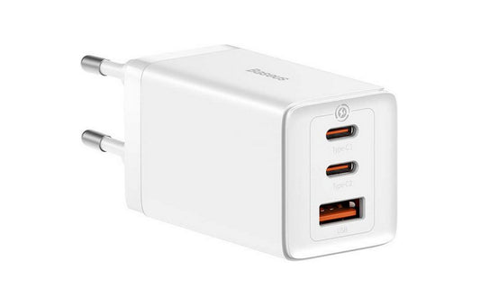 Baseus Carregador Gan5 Pro Fast Charger 2C+U 65W Eu White(Include Xiaobai Series Fast Charging Cabo Ty