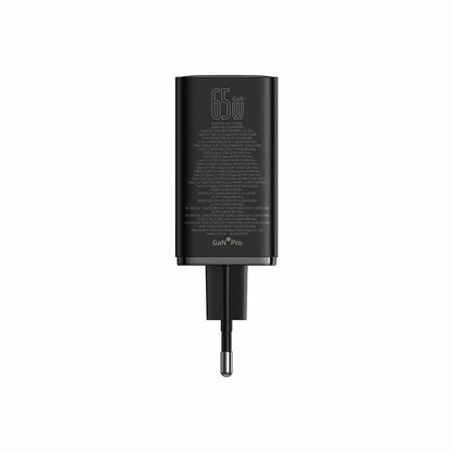 Baseus Carregador Gan6 Pro Dual Usb-A/Usb-C 65W Fast Charger Pd 3.0 Preto