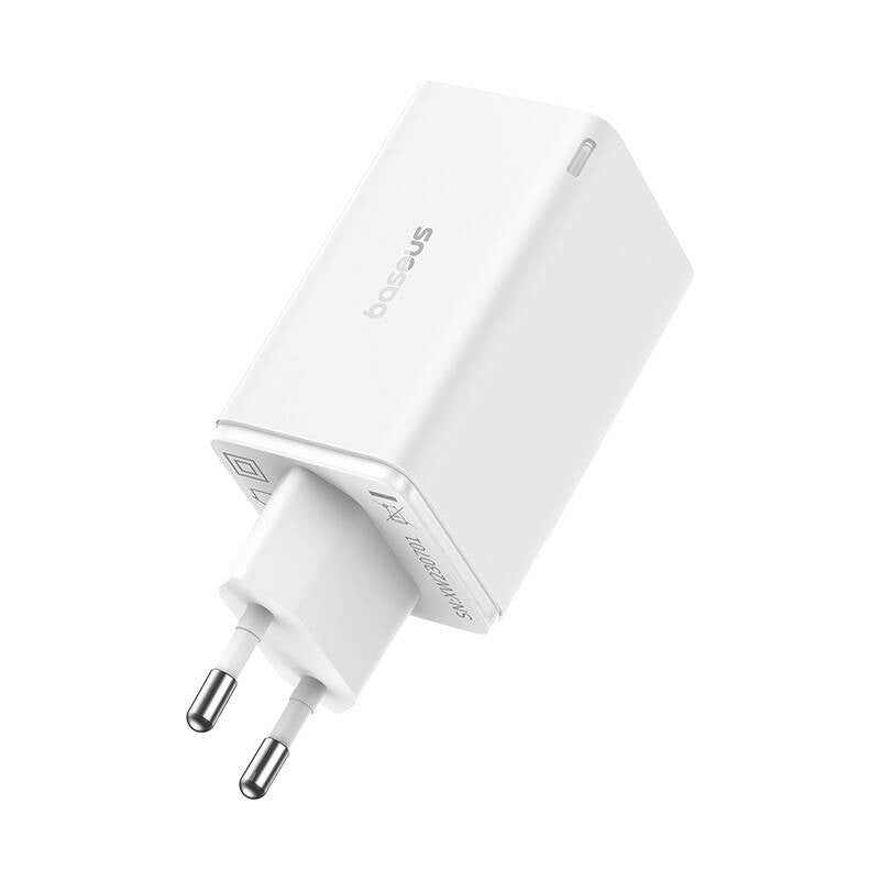 Baseus Carregador Gan6 Pro Dual Usb-A/Usb-C 65W Fast Charger Branco + Cabo Usb-C 100W 1M