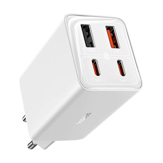 Baseus Carregador Gan6 Pro Dual Usb-A/Usb-C 65W Fast Charger Branco + Cabo Usb-C 100W 1M