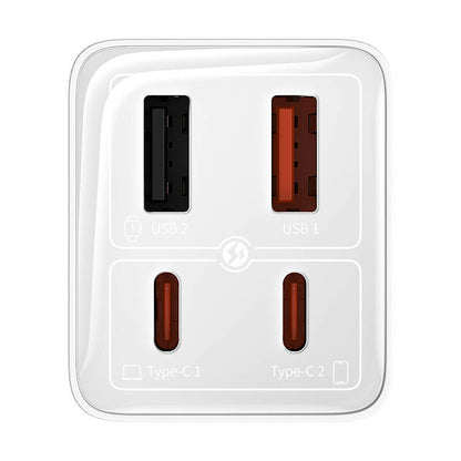 Baseus Carregador Gan6 Pro Dual Usb-A/Usb-C 65W Fast Charger Branco + Cabo Usb-C 100W 1M