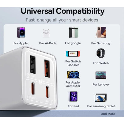 Baseus Carregador Gan6 Pro Dual Usb-A/Usb-C 65W Fast Charger Branco + Cabo Usb-C 100W 1M