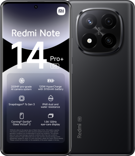 Smartphone Redmi Note 14 Pro+ 5G Midnight Black 12GB+512GB