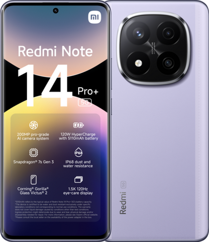 Smartphone Redmi Note 14 Pro+ 5G Lavender Purple 12GB+512GB
