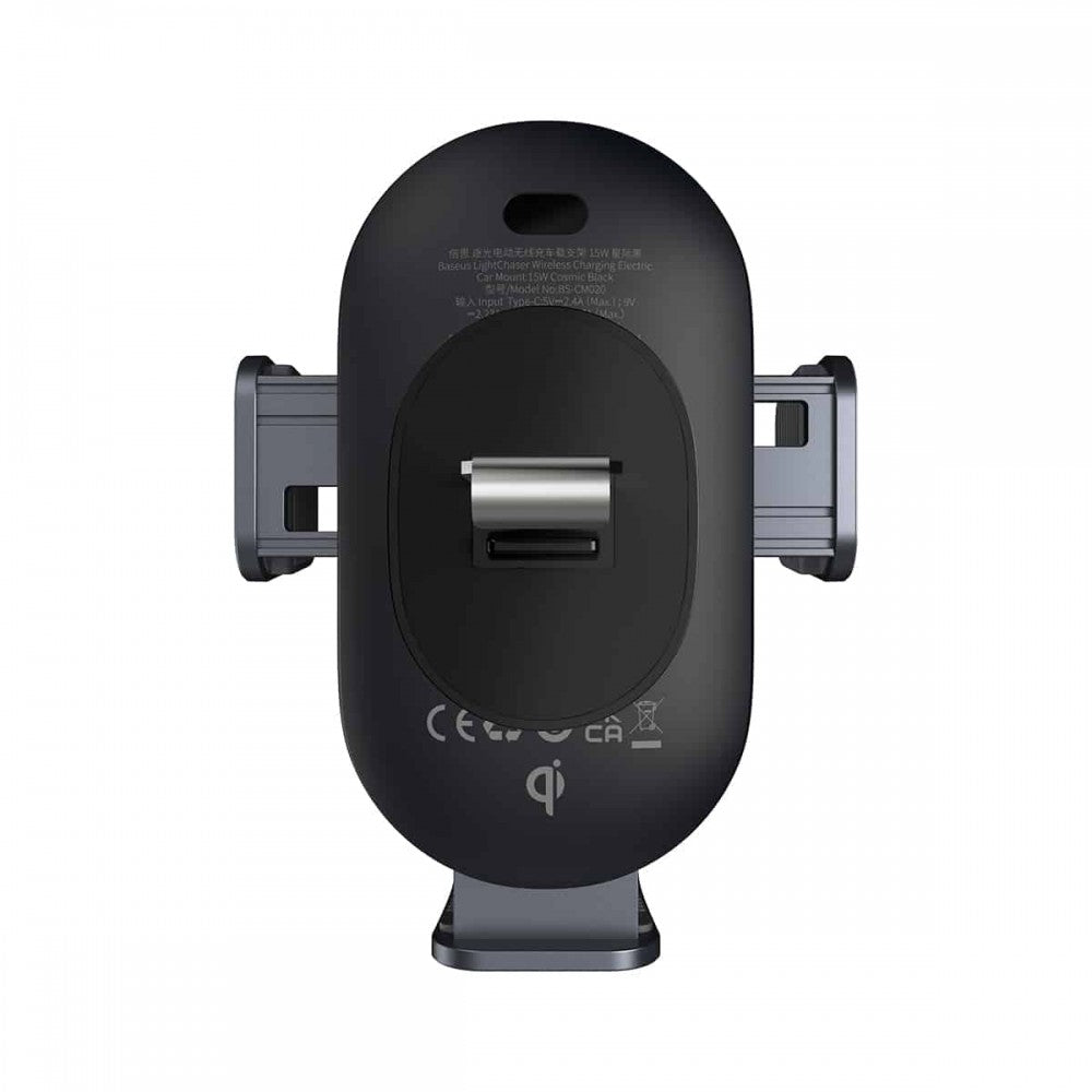 Baseus Suporte Telemóvel Carro c/ Carregador Wireless 15W LightChaser Preto