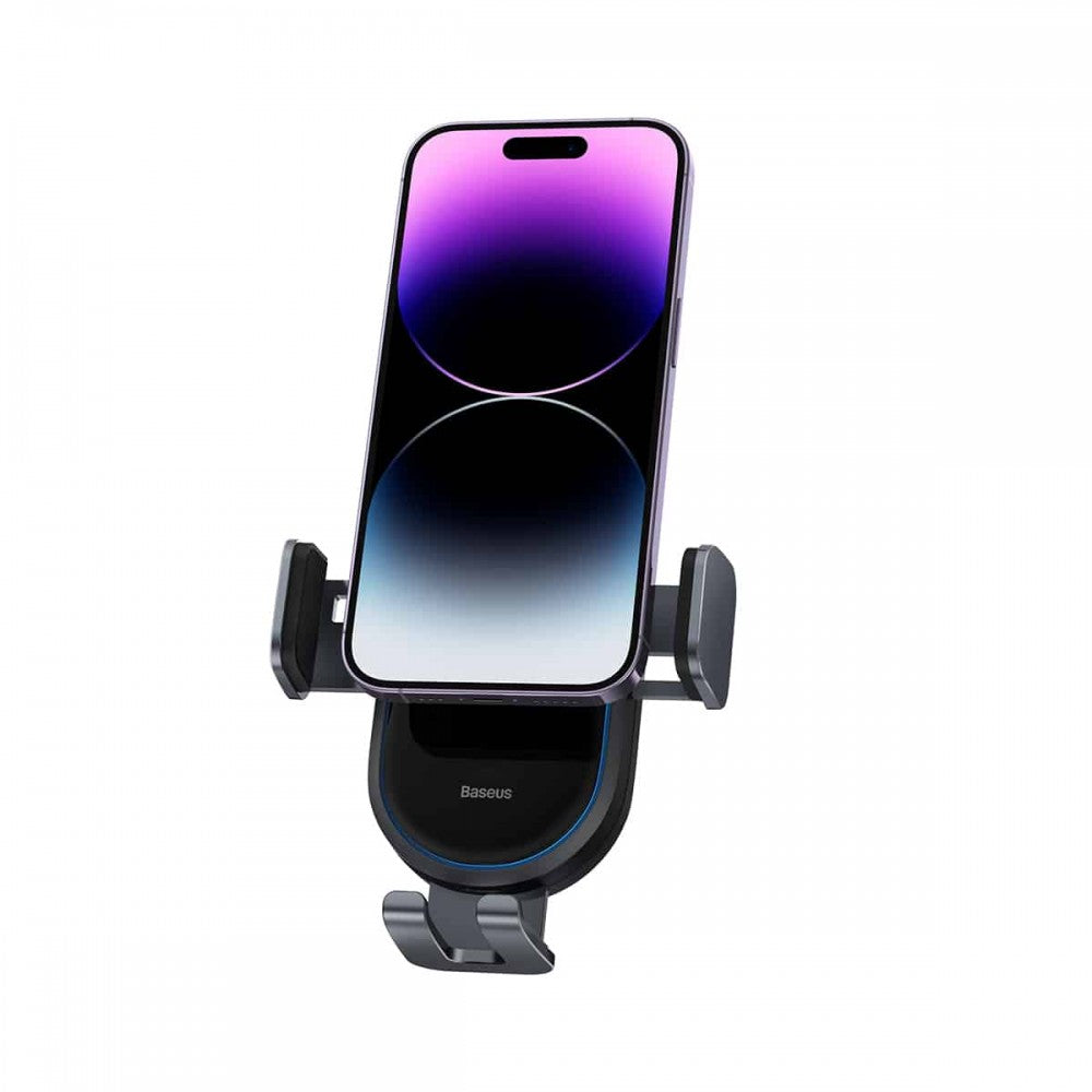 Baseus Suporte Telemóvel Carro c/ Carregador Wireless 15W LightChaser Preto