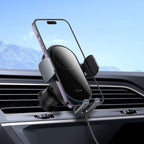 Baseus Suporte Telemóvel Carro c/ Carregador Wireless 15W LightChaser Preto