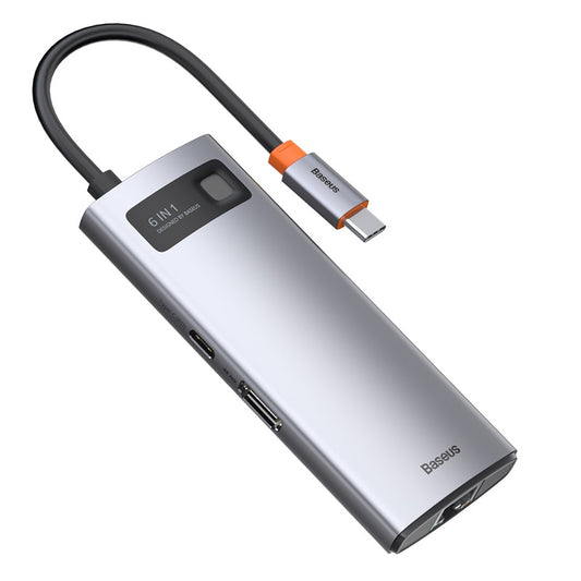 Baseus Metal Gleam Series 6-In-1 Multifunctional Type-C Hub Docking Station Gray Type-C To Hdmi*1+U