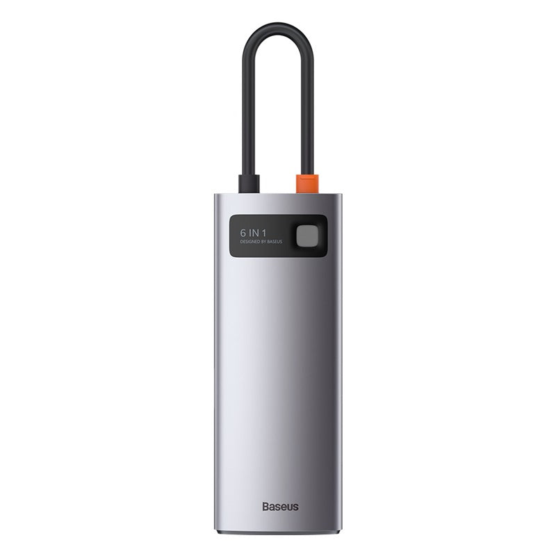Baseus Metal Gleam Series 6-In-1 Multifunctional Type-C Hub Docking Station Gray Type-C To Hdmi*1+U
