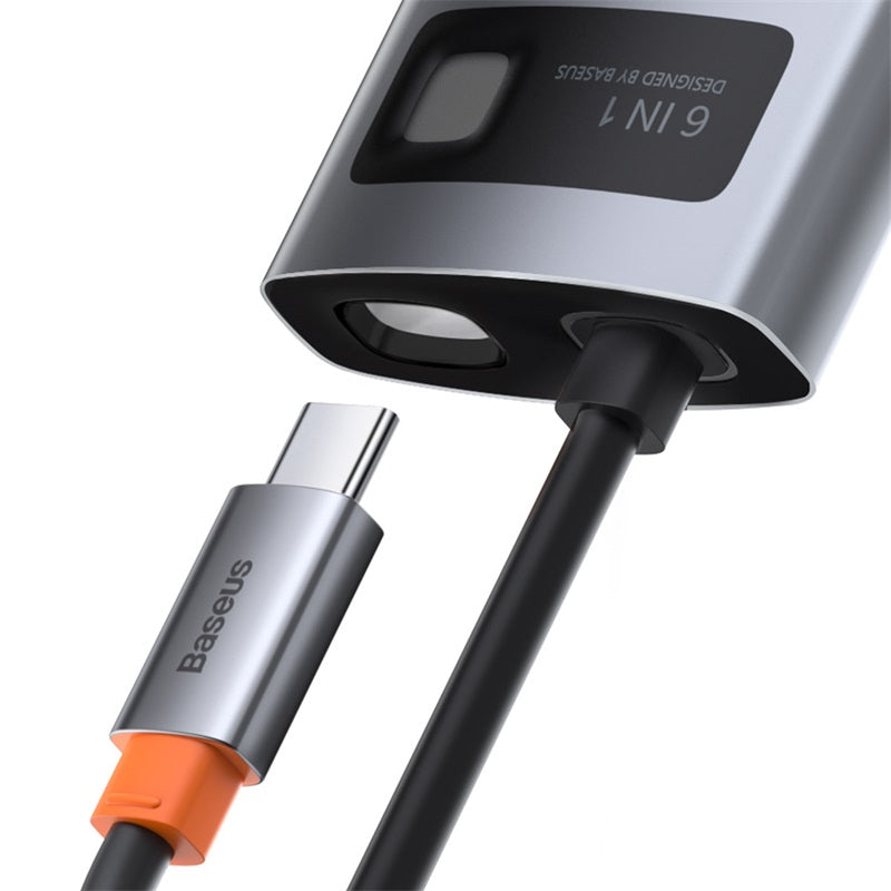 Baseus Metal Gleam Series 6-In-1 Multifunctional Type-C Hub Docking Station Gray Type-C To Hdmi*1+U