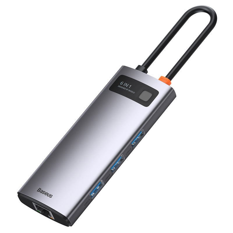 Baseus Metal Gleam Series 6-In-1 Multifunctional Type-C Hub Docking Station Gray Type-C To Hdmi*1+U