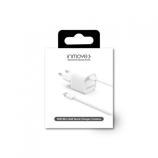 Inmove Carregador Mini Gan Quick Charger Combo Type C - Type C 30W White