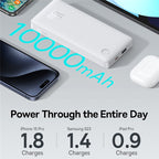Baseus Powerbank Air Lite 10000Mah 15W Branca + Cabo Usb-C 30Cm