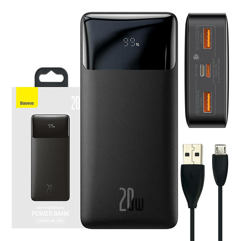 Baseus Powerbank Bipow 20W 20000Mah Preta