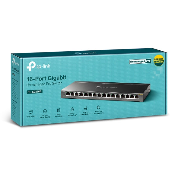 Tp-Link 16 Portas Gigabit Easy Smart Switch 16 Gigabit RJ45 Portas Desktop Steel Case MTU/Port/Tag-based VLAN QoS IGMP Snooping Web/Utility Management