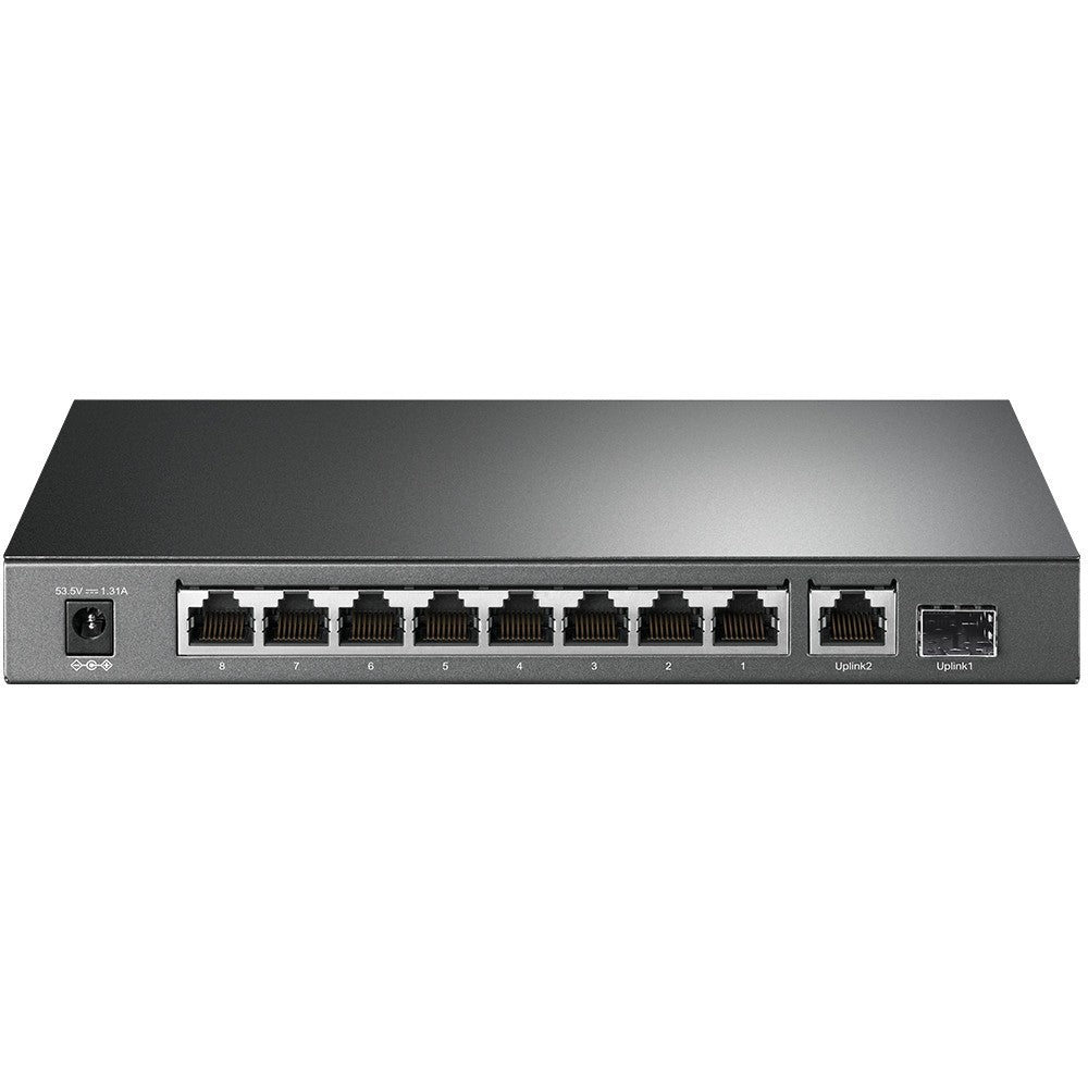 Tp-Link Switch 10 Portas Gigabit PoE+ 8 Portas Gigabit PoE+ 1 Porta Gigabit RJ45 1 Porta Gigabit SFP Slots 802.3at/af 63W Pó Caixa Desktop Metálica