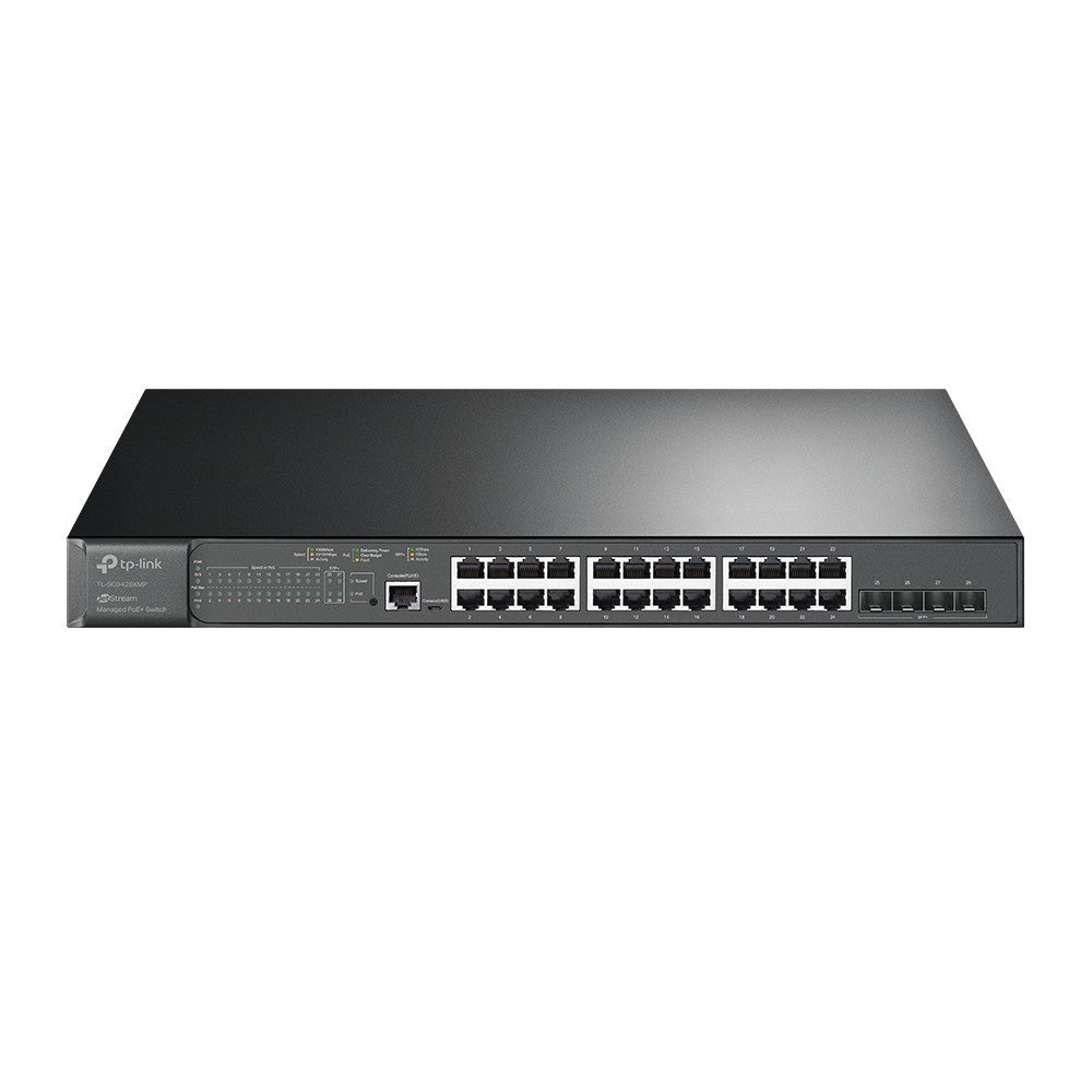 Tp-Link Switch Gerenciável L2+ com 24 Portas Gigabit PoE+ e 4 Slots SFP+ 10Gbps