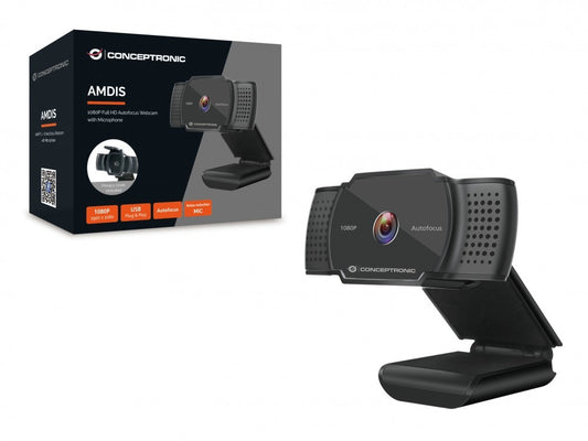 Conceptronic 1080P Full HD Autofocus Webcam c/ Microfone