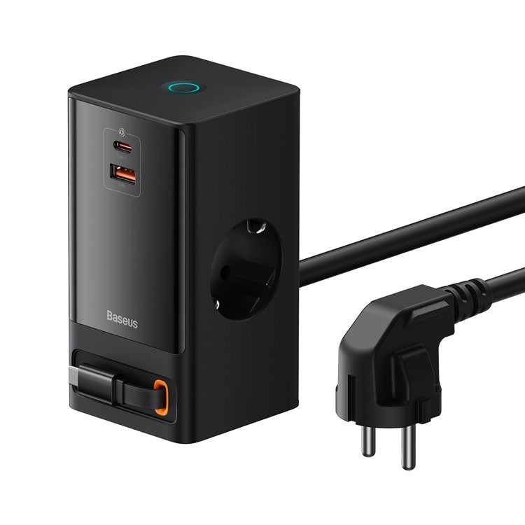 Baseus Powercombo Digital Powerstrip 2Ac+1U+1C+Retractable-C 65W With 1.5M Power Cord Eu Preto