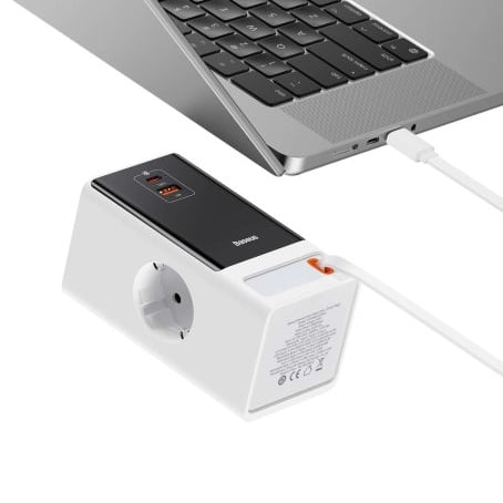 Os-Baseus Powercombo Digital Powerstrip 2Ac+1U+1C+Retractable-C 65W