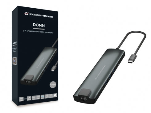 Conceptronic Donn 9-in-1 Adaptador Multifunctional USB Hub